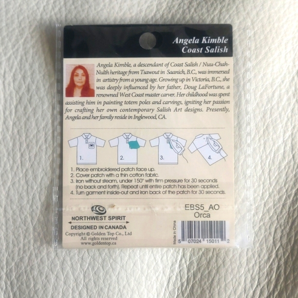 'Killer Whale' 2.5" Embroidered Patch Indigenous Design by Angela Kimble - Picture 2 of 4